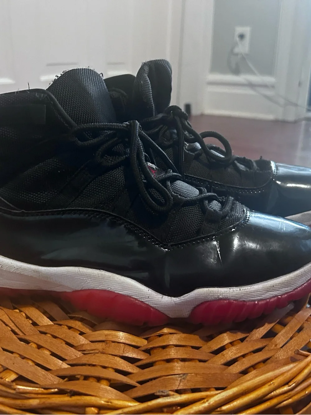 Jordan Men’s Black White and Red Retro Basketball Shoes